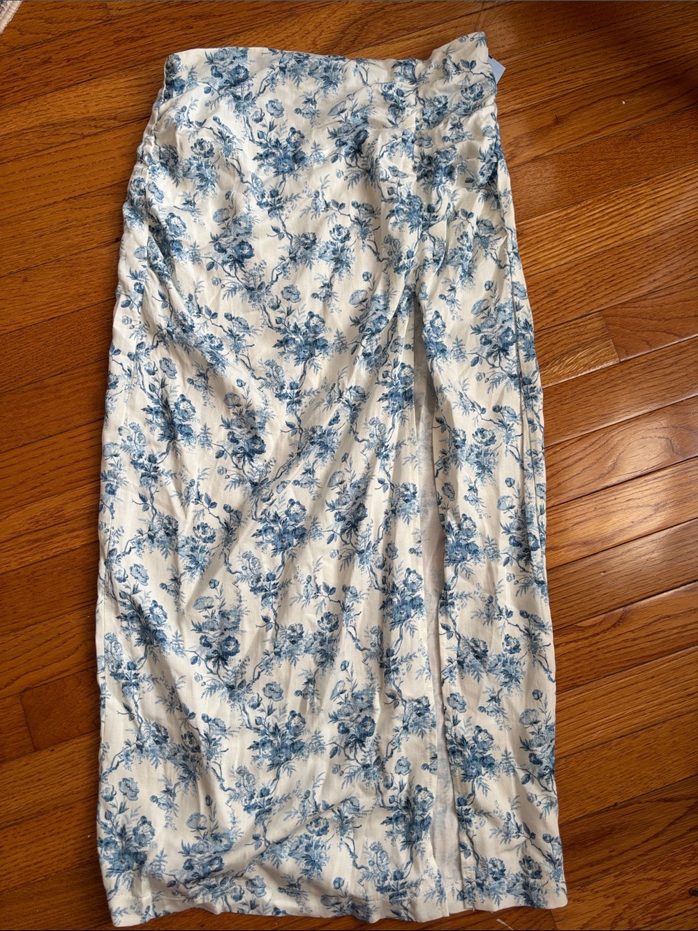 Floral Blue and White Maxi Skirt